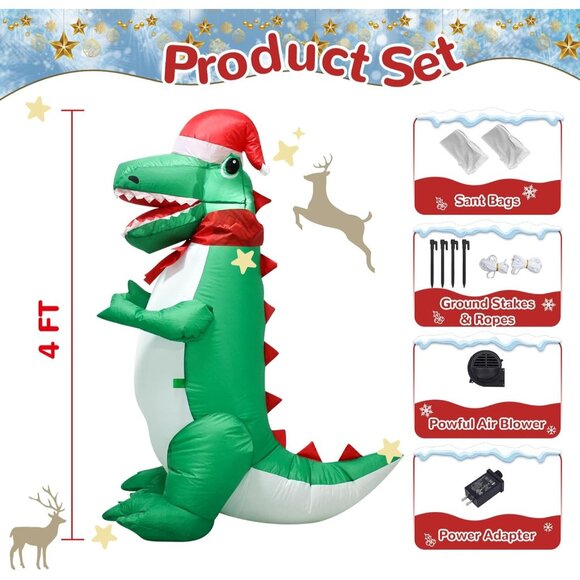 Christmas Inflatable Dragon with LED Lights for Indoor and Outdoor Decoration - Picture 3 of 8